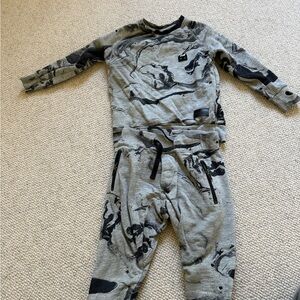 Munster kids Gray and Black Marble Print sweatsuit